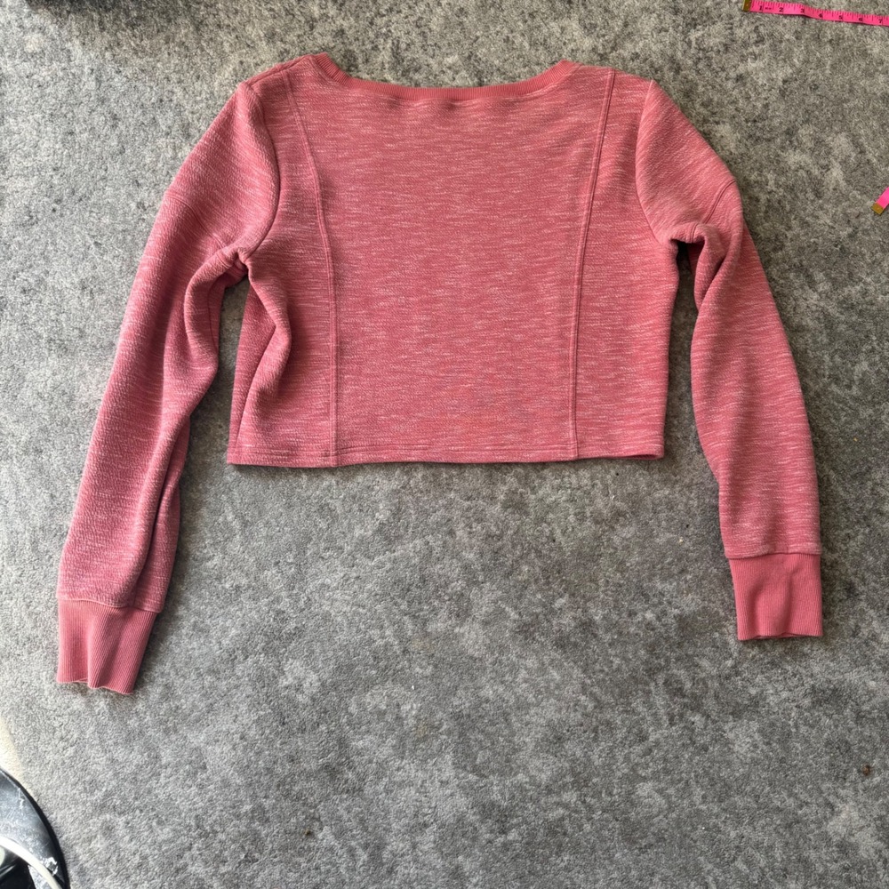 Buffbunny Collection Pink Heathered Cropped‎ Sweatshirt Pullover XXL Womens